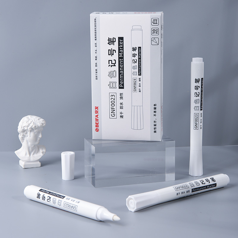 White Indelible Ink Marker Quick Drying Permanent Marker with Fiber Tip