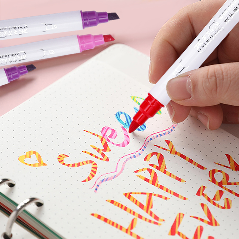 Dual Tip Magic Color Changing Highlighter Pen 12 Colors