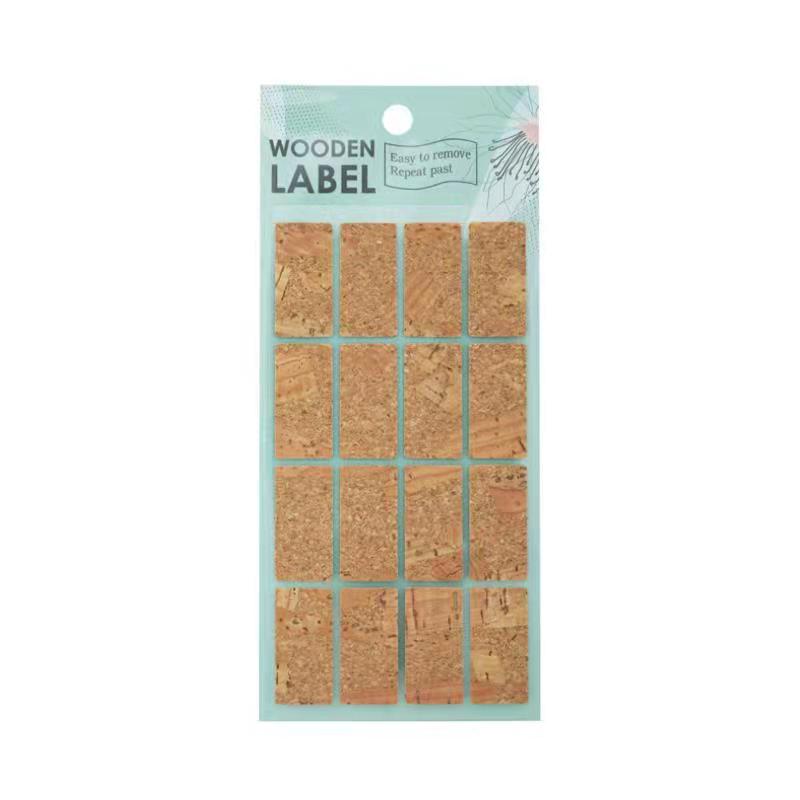 Wooden Label Oak Cork Sticker for Office School Home