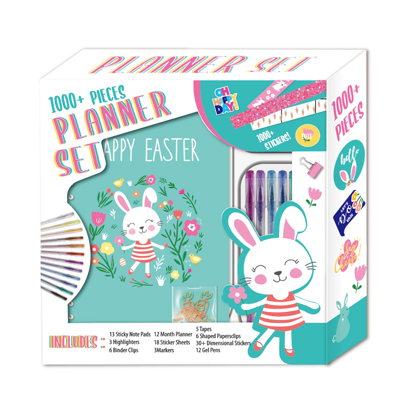 1pc 12month Planner Set Rabbit Pattern with Colored Pen