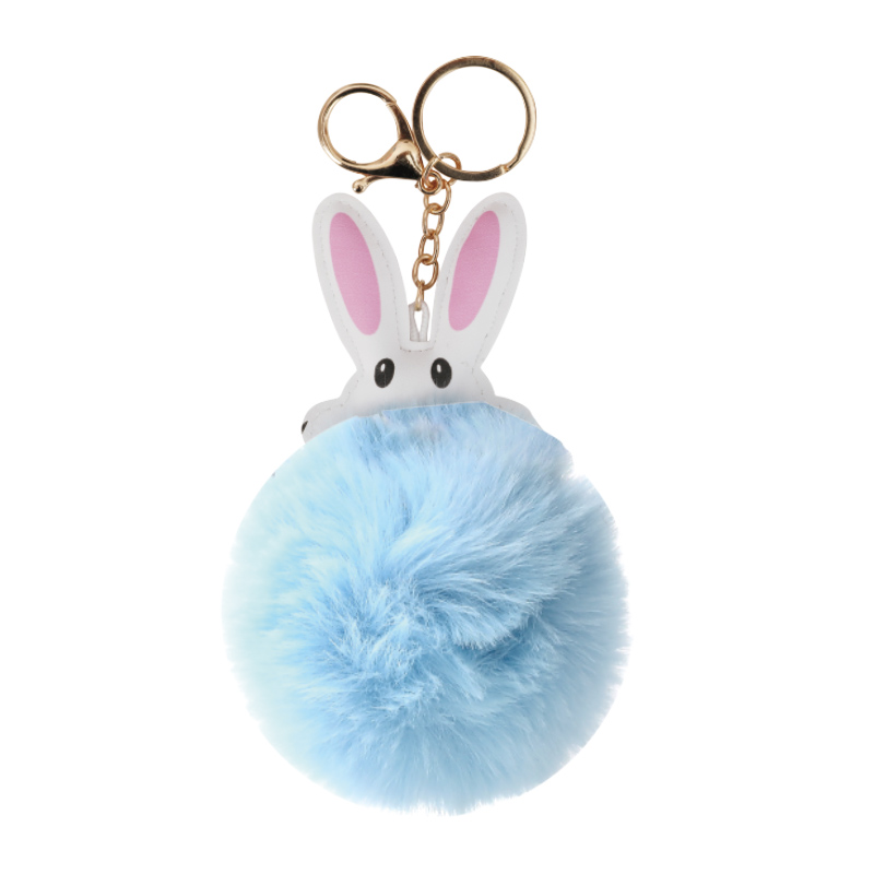 Blue/Pink Furry Key Ring with Cute Rabbit for Girls,Boys,Lovers