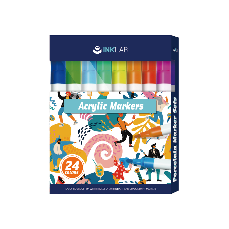 24 Bold Colors Nontoxic Acrylic Marker for School Home School