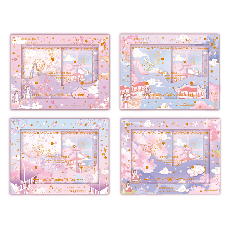 32K Fashion Weekly Notebook Set with Paper Tape&Postcards for Girls