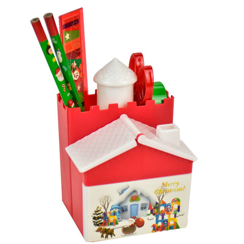 Cute Stationery Set with Castle Drawer Pen Holder,15cm ruler * 1,Pencil Sharpener
