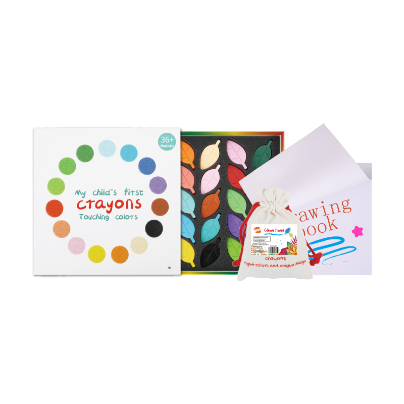 Safe Washable Leaf Shaped Crayon with 25 Colors&Cloth Bag