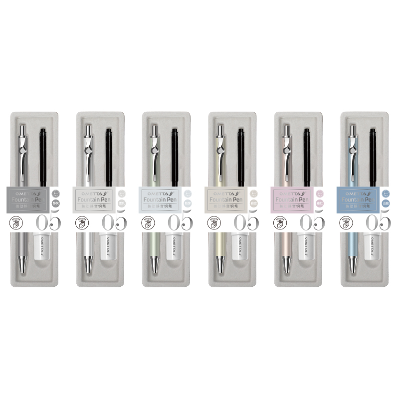 New Invention No-Noise Retractable Fountain Pen with Ink Cartridge