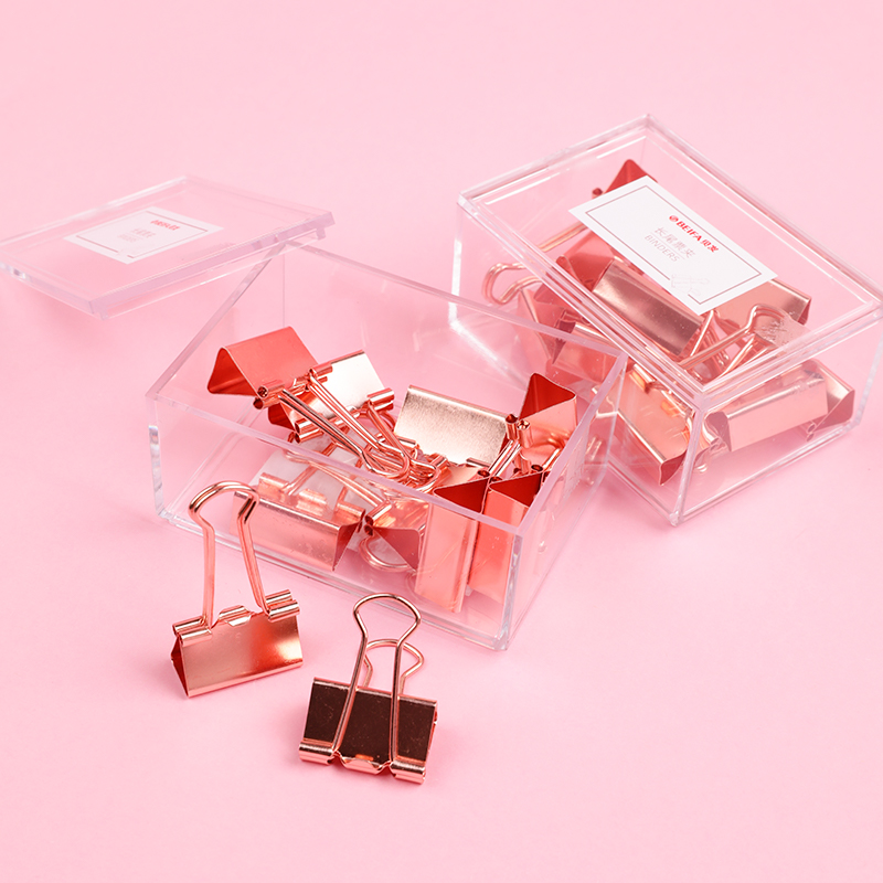 12pcs 25mm Rosegold Binder Clips Office Supplies Set