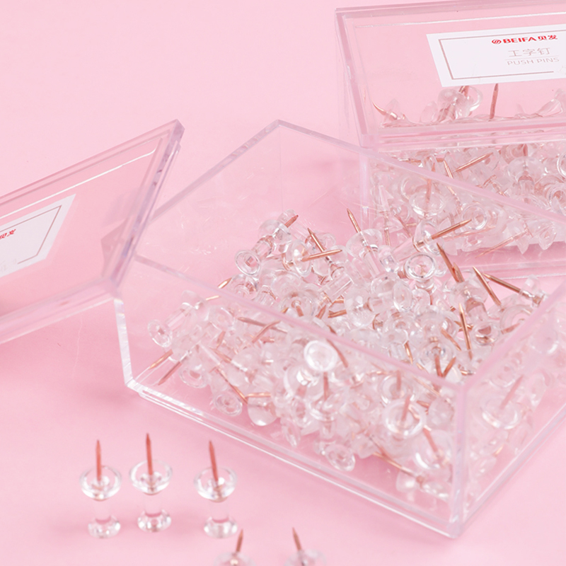 100pcs Transparent Push Pins Office Supplies Set